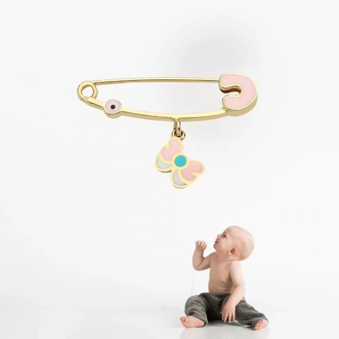 14 Ayar Altın Kelebek Bebek İğnesi