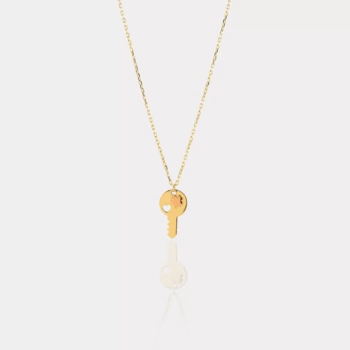 14 Ayar Altın Kilit Anahtar Kolye