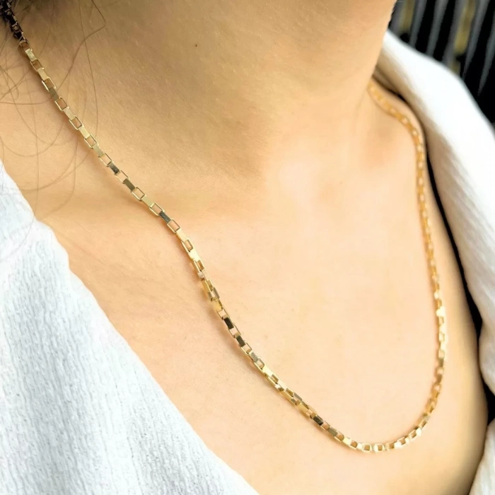 14 Ayar Altın Küp Zincir
