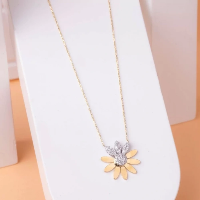 14 Ayar Altın Papatya Kolye