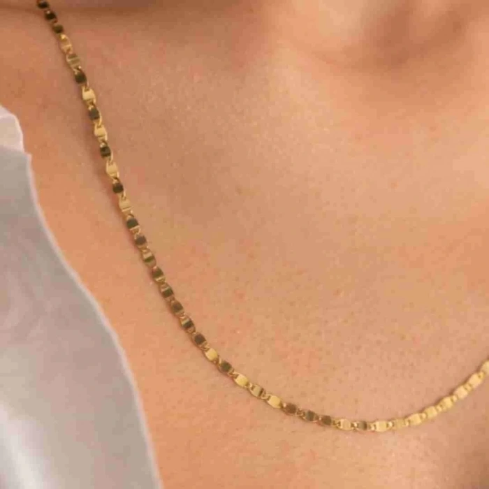 14 Ayar Altın Pullu Ezme Zincir