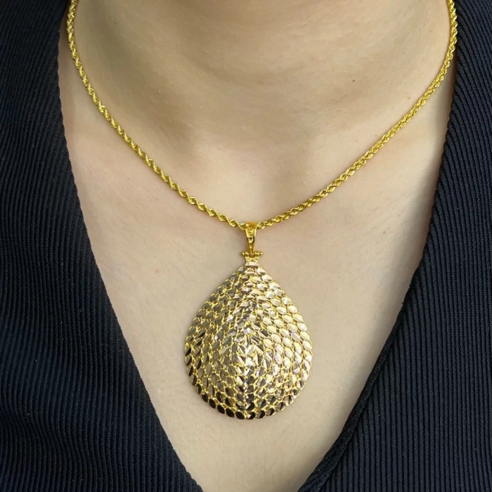14 Ayar Altın Pullu Zincirli Kolye