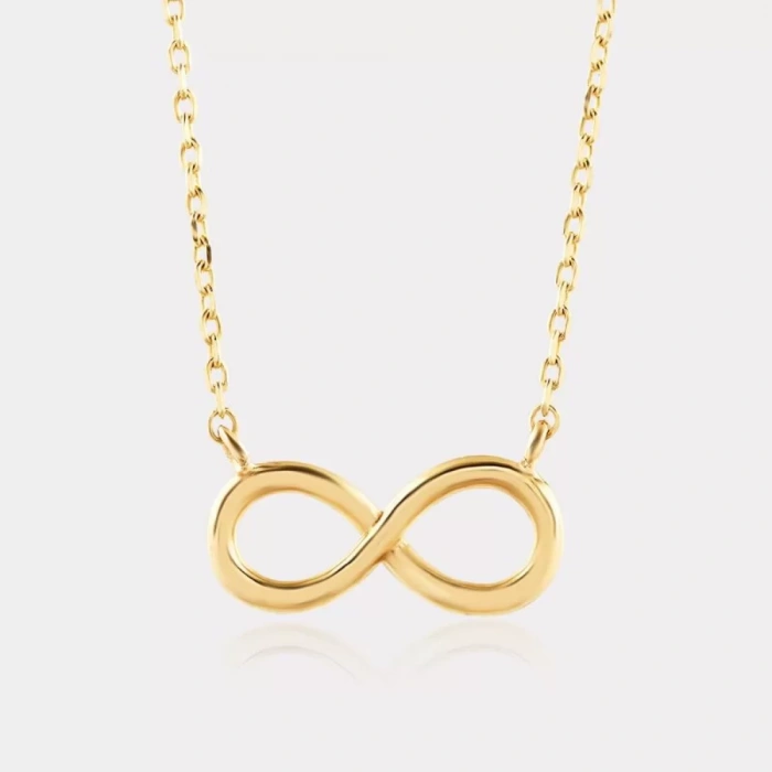 14 Ayar Altın Sade Sonsuzluk Kolye
