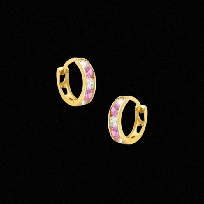 14 Ayar Altın Taşlı Motifli Çocuk Küpesi