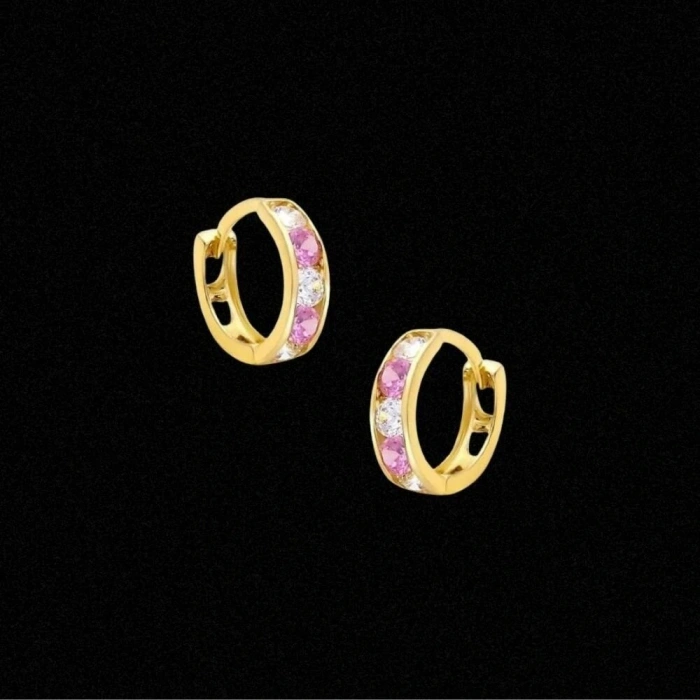 14 Ayar Altın Taşlı Motifli Çocuk Küpesi