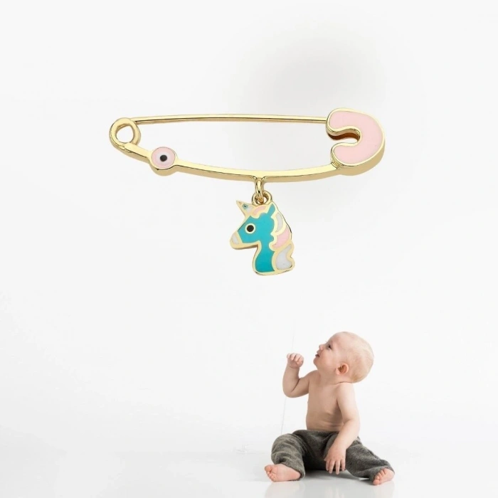 14 Ayar Altın Unicorn Bebek İğnesi