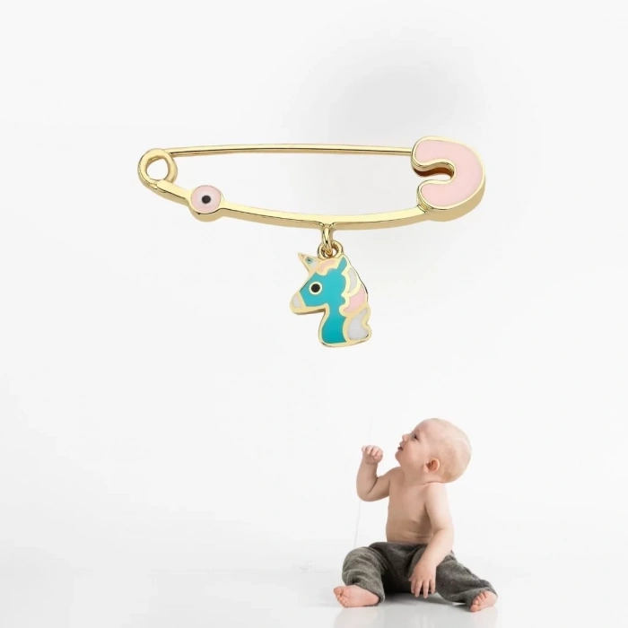 14 Ayar Altın Unicorn Bebek İğnesi