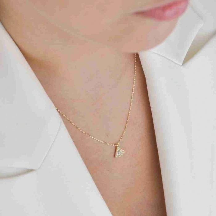 14 Ayar Altın Yelpaze Kolye