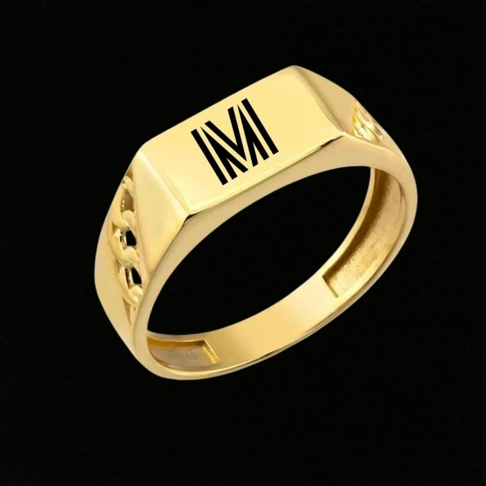 14 Ayar Altın Zincir Sade Erkek Yüzüğü