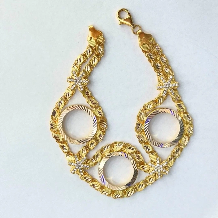 14 Ayar Üçlü Çeyrekli Bileklik