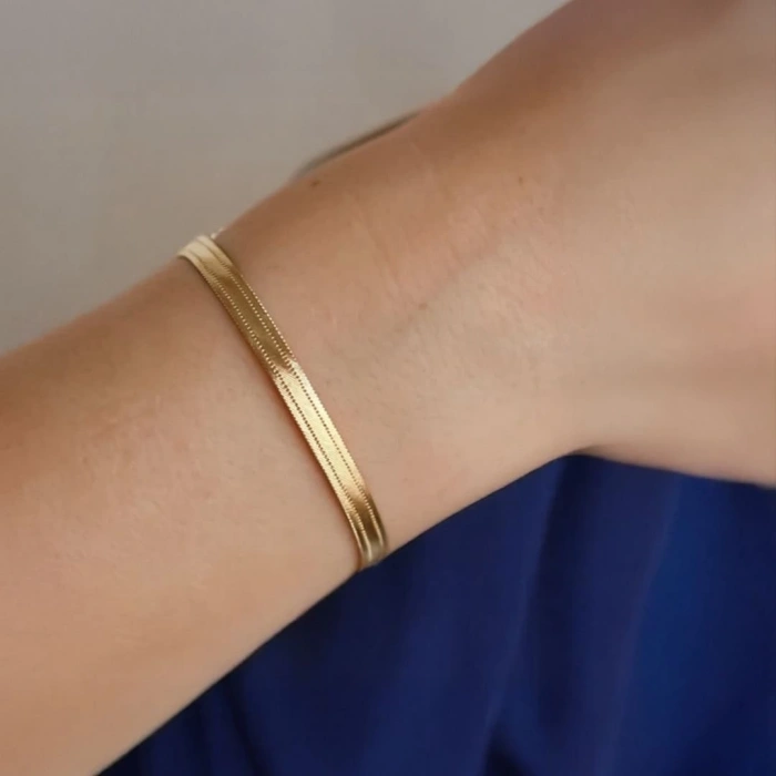 Altın 3 Sıra Trabzon Hasırı Bileklik