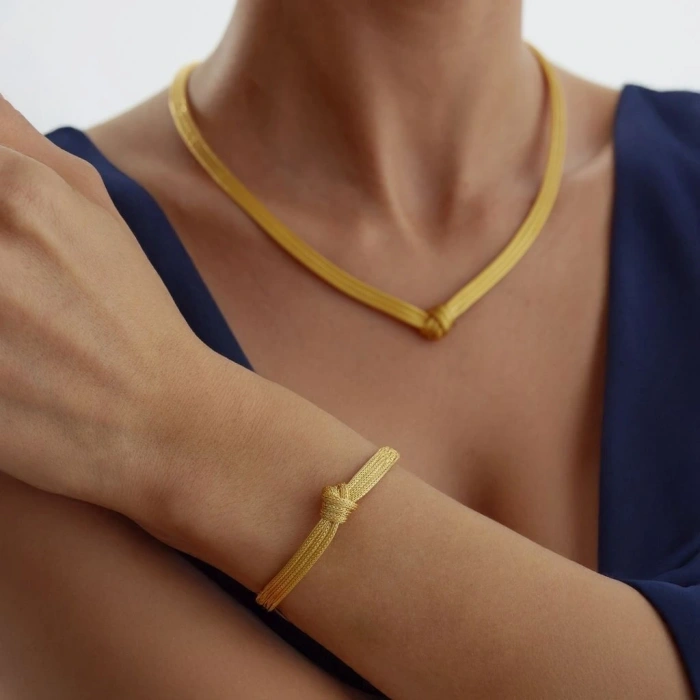 Altın Üçlü Düğüm Kalze Set