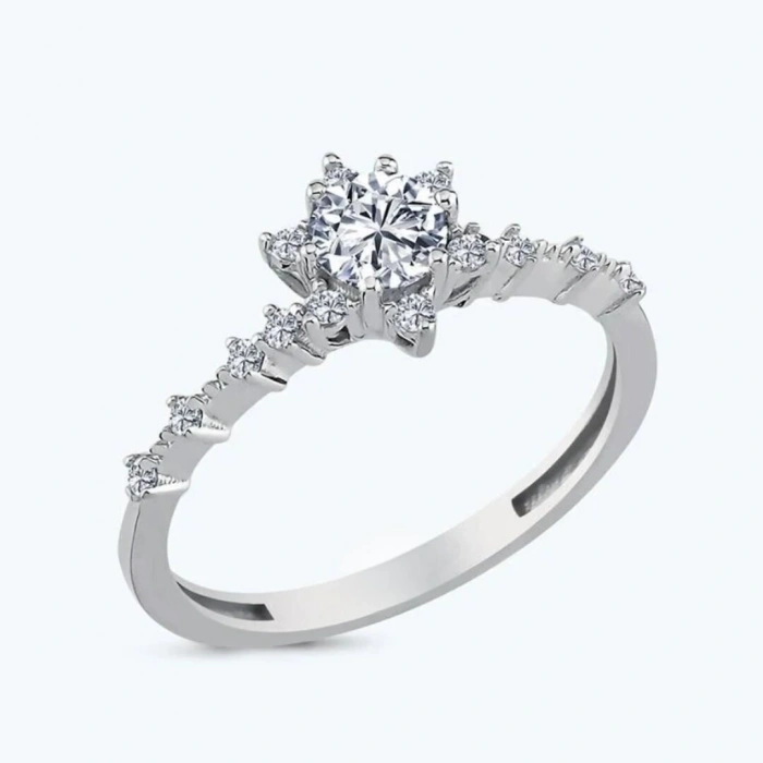 Beyaz Altın Lotus Yüzük