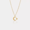 14 Ayar Altın Ay Yıldız Kolye