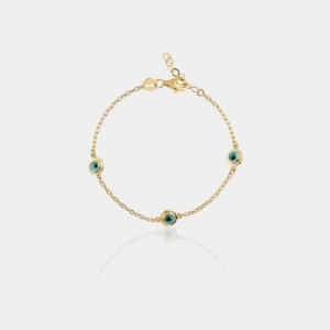 14 Ayar Altın 3 Gözlü Çocuk Bilekliği