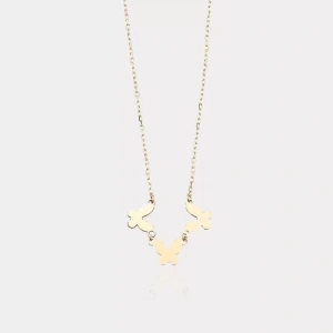 14 Ayar Altın 3lü Kelebek Kolye