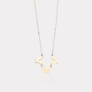 14 Ayar Altın 3lü Kelebek Kolye