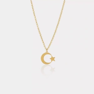 14 Ayar Altın Ay Yıldız Kolye