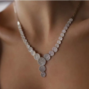 14 Ayar Altın Beyaz Taşlı Plaka Set Takımı