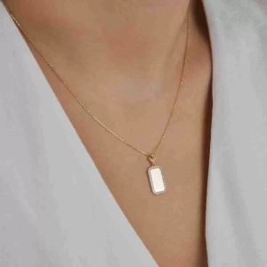 14 Ayar Altın Çerçeve Taşlı Kolye