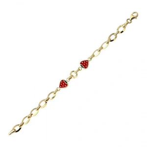 14 Ayar Altın Çilekli Çocuk Künyesi