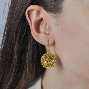 14 Ayar Altın Dorika Tuğra Küpe