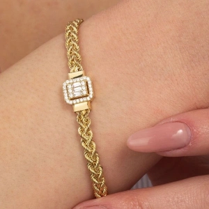 14 Ayar Altın Halat Zincir Baget Bileklik