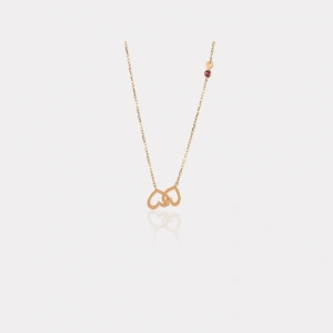 14 Ayar Altın İç İçe Kalp Kolye