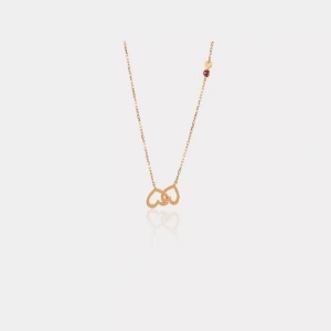 14 Ayar Altın İç İçe Kalp Kolye