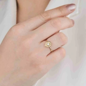 14 Ayar Altın İnci Midye Eklem Yüzük