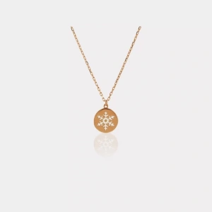 14 Ayar Altın Kar Tanesi Plaka Kolye