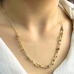 14 Ayar Altın Küp Dorika Zincir