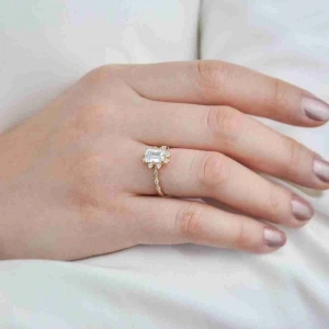 14 Ayar Altın Lotus Baget Yüzük