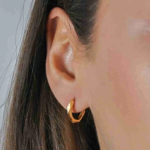 14 Ayar Altın Prizma Halka Küpe