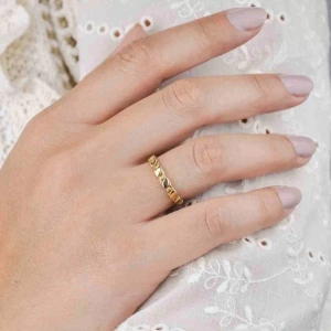 14 Ayar Altın Pullu Eklem Yüzük