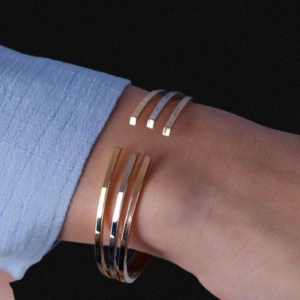 14 Ayar Altın Sade 3 Renkli Kelepçe