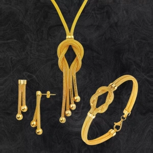 14 Ayar Altın Sallantılı Hasır Örgü Set Takımı