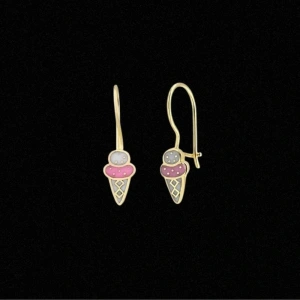 14 Ayar Altın Sallantılı Motifli Çocuk Küpesi