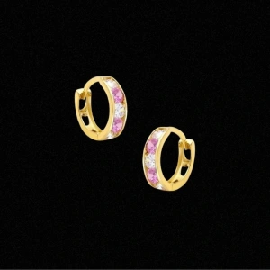 14 Ayar Altın Taşlı Motifli Çocuk Küpesi