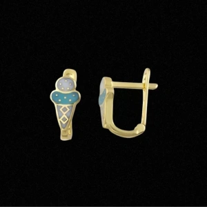 14 Ayar Altın Taşlı Motifli Çocuk Küpesi