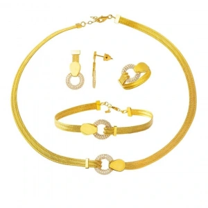 14 Ayar Altın Taşlı Trabzon Hasır Set Takımı