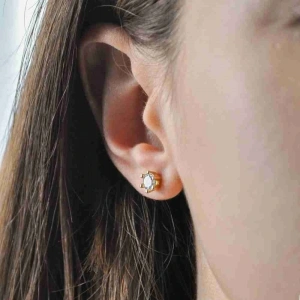 14 Ayar Altın Tektaş Vidalı Küpe