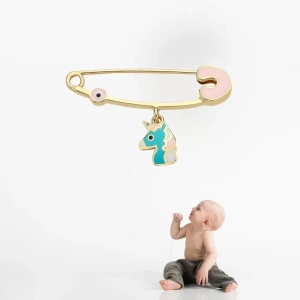 14 Ayar Altın Unicorn Bebek İğnesi