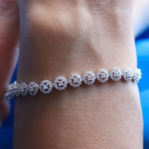 14 Ayar Beyaz Altın Kronet Su Yolu Bileklik