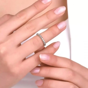 14 Ayar Beyaz Altın Taşlı Tamtur Yüzük