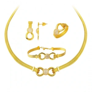 22 Ayar Altın 3 Sıra Taşlı Trabzon Hasır Set Takımı