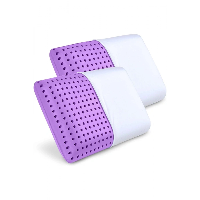 2 ADET ORTOPEDİK VİSCO YASTIK BOYUN YASTIGI HAVA KANALLI YASTIK 60X40X15 CM - LAVANTA