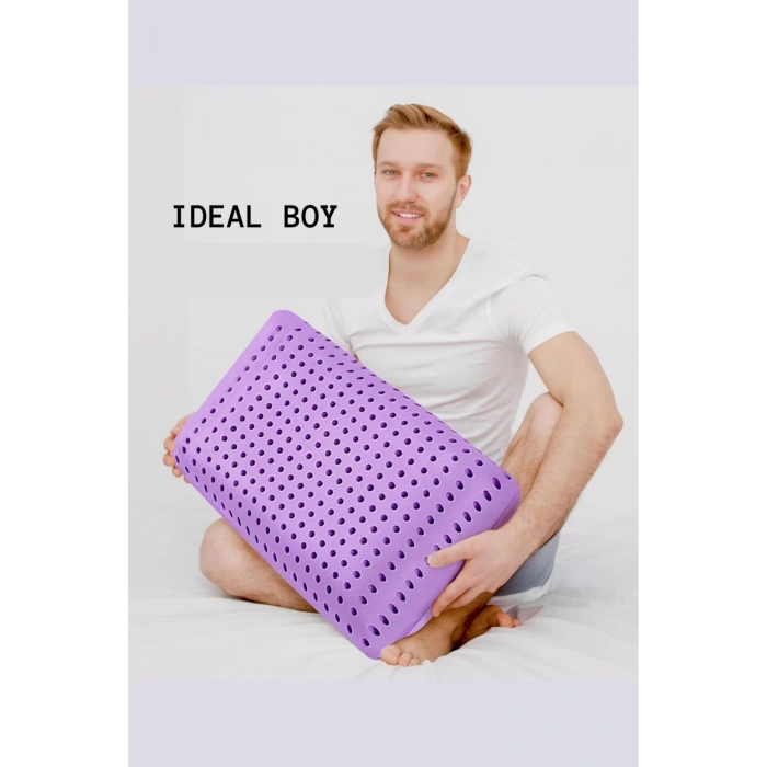 2 ADET ORTOPEDİK VİSCO YASTIK BOYUN YASTIGI HAVA KANALLI YASTIK 60X40X15 CM - LAVANTA