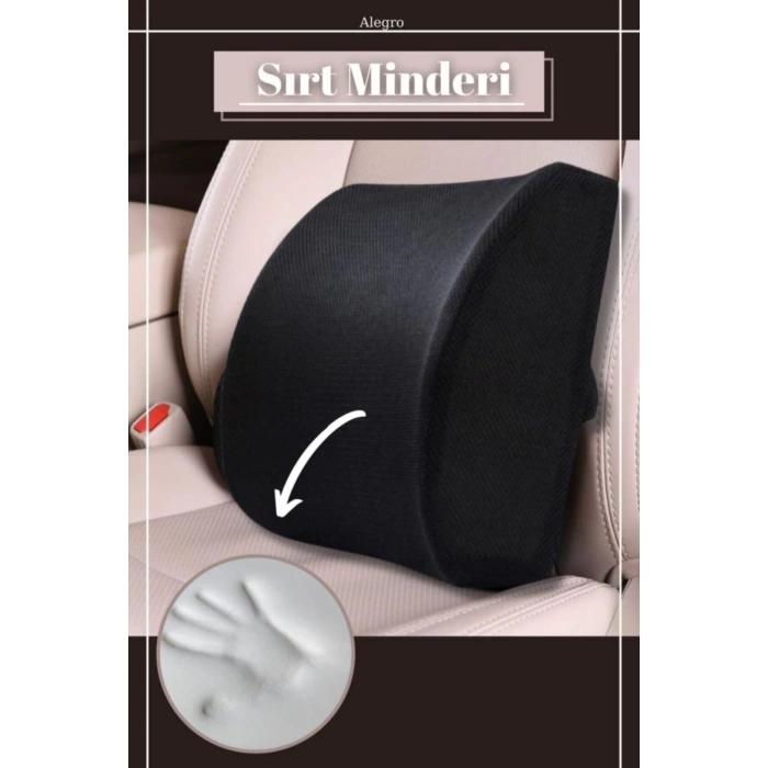 Bel Destekleyici Oto Araç Ofis Sandalye Minderi Bel Ve Sırt Destekleyici Sandalye Yastığı - SİYAH