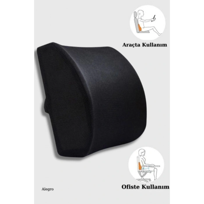 Bel Destekleyici Oto Araç Ofis Sandalye Minderi Bel Ve Sırt Destekleyici Sandalye Yastığı - SİYAH